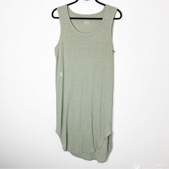AERIE Midi Tank Dress Linen blend sleeveless Sage Green High Low hem Size S - Picture 14 of 15